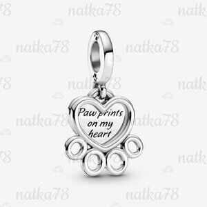 Pandora Hearts & Paw Print Dangle Charm